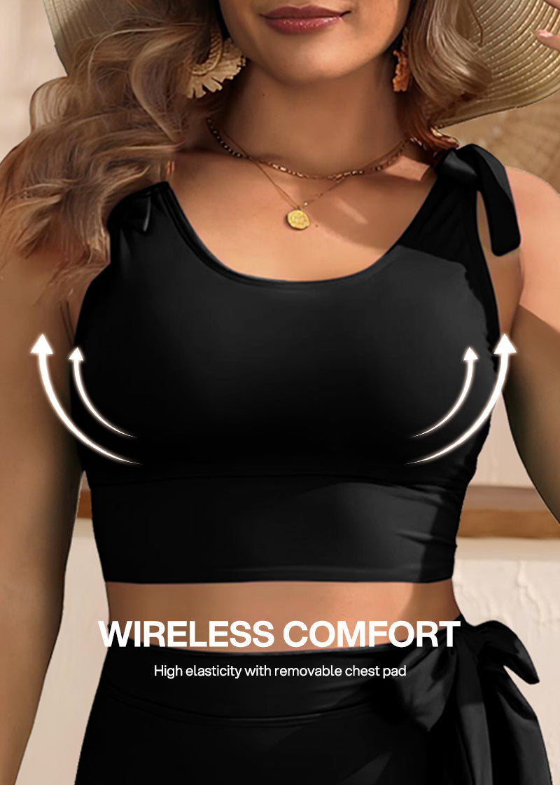 Double Tie High Waist Tummy Control Bikini Set