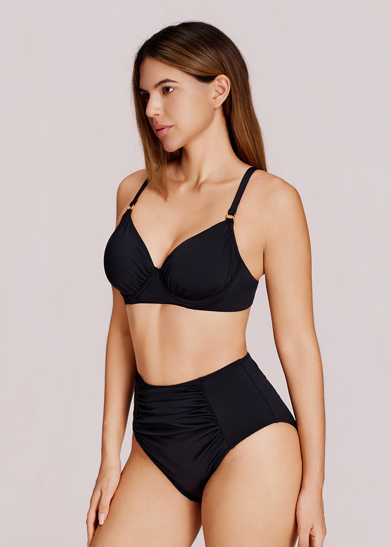 High-Waisted Ruched Tummy Control Bikini Set