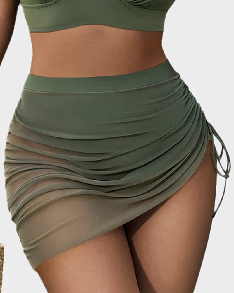 Mesh Sarong Wraps Bikini Set
