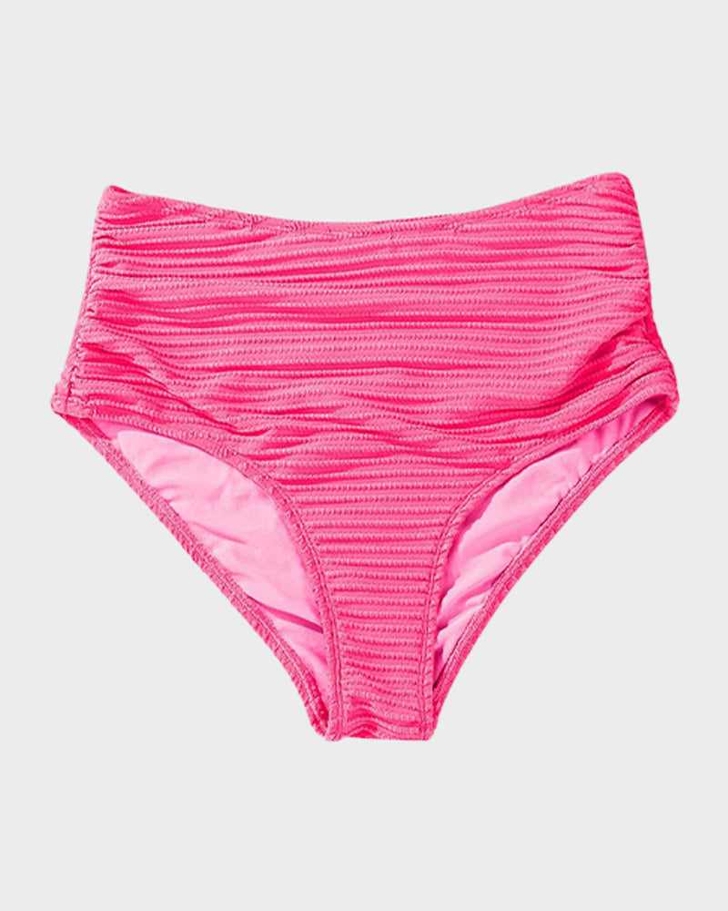 Textured Knot-Front High-Waisted Bikini Set