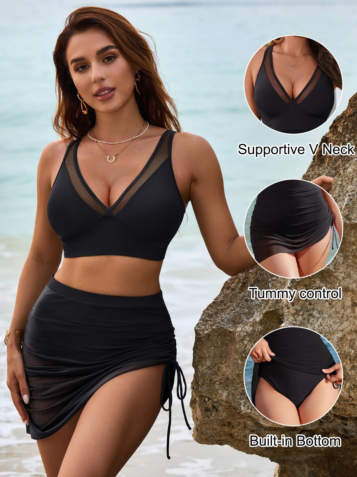 Mesh Sarong Wraps Bikini Set